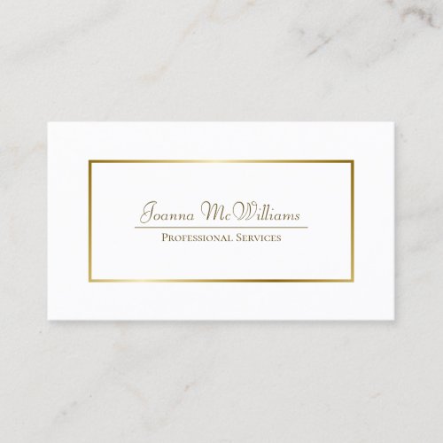 Elegant Simple White  Gold Professional Business Card