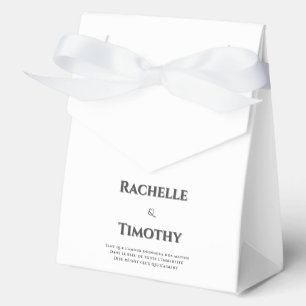 Elegant Simple White Gray Editable Wedding  Favor Boxes
