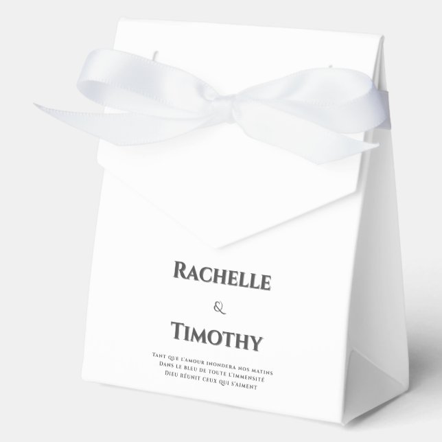 Elegant Simple White Gray Editable Wedding  Favor Boxes (Front)