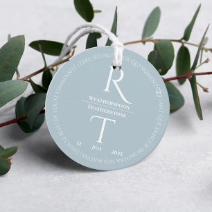 Elegant Simple White Gray Monogram Wedding Favor Tags