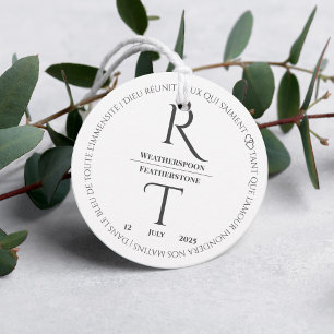 Elegant Simple White Gray Monogram Wedding Favor Tags