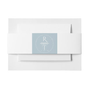Elegant Simple White Gray Monogram Wedding Invitation Belly Band