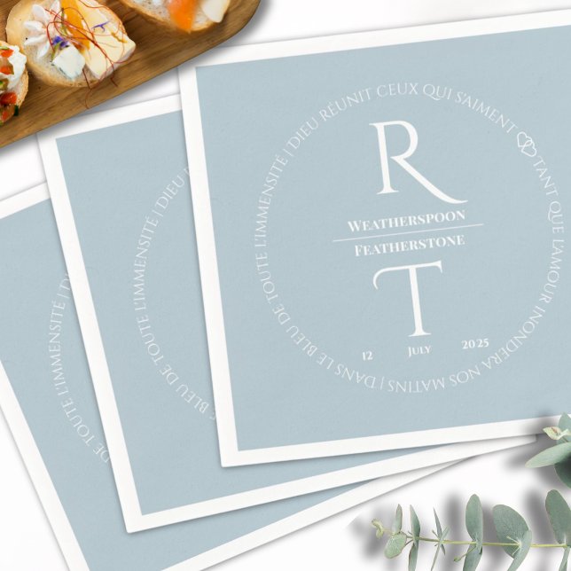 Elegant Simple White Gray Monogram Wedding Napkins (Creator Uploaded)