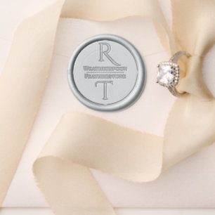 Elegant Simple White Gray Monogram Wedding Wax Seal Stamp