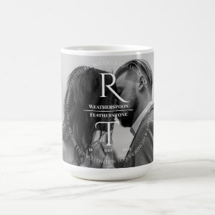 Elegant Simple White Gray Script Wedding Coffee Mug