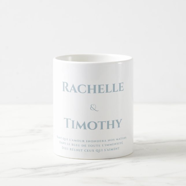 Elegant Simple White Gray Script Wedding Coffee Mug (Center)