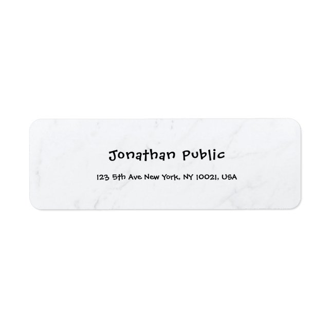 Elegant Simple White Marble Professional Template Label (Front)