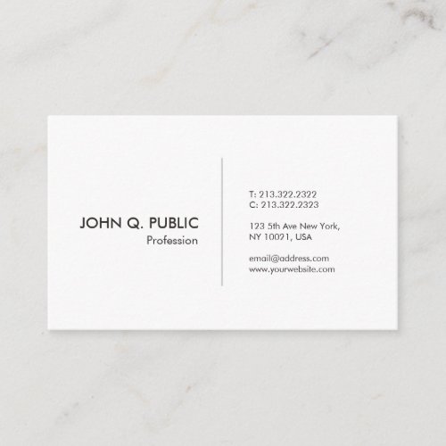 Elegant Simple White Plain Modern Professional Business Card