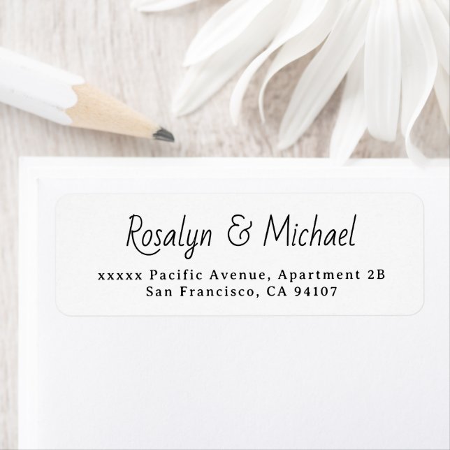 Elegant Simple White Wedding Return Address Label (Insitu)