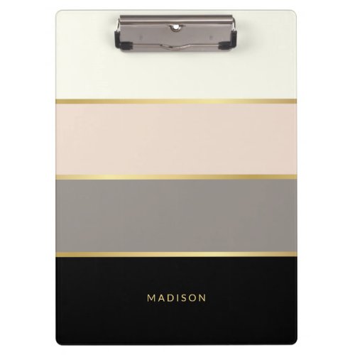 Elegant Simple Wide Stripes with Any Name Clipboard