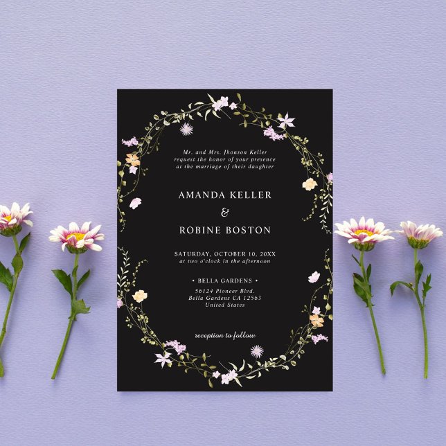 Elegant Simple Wildflower Wedding Invitation (Creator Uploaded)
