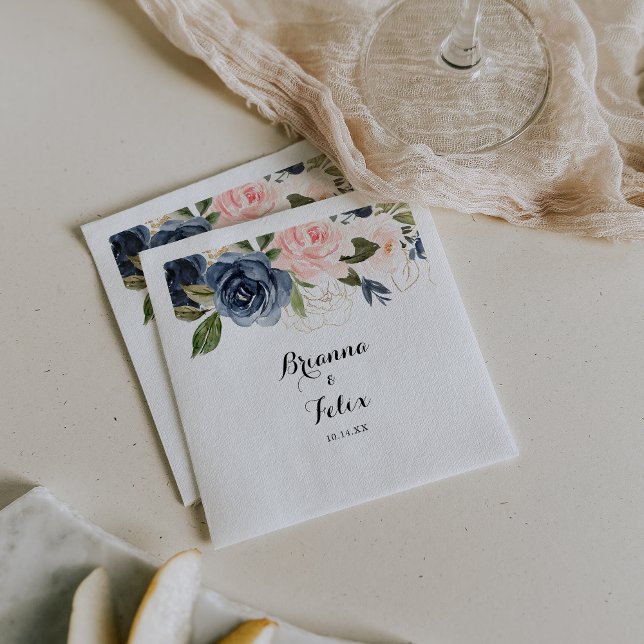 Elegant Simple Winter Floral Calligraphy Wedding Napkins (Creator Uploaded)