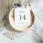 Elegant Simple Winter Floral Calligraphy Wedding Table Number<br><div class="desc">This elegant simple winter floral calligraphy wedding table number is perfect for a modern wedding. The design features beautiful hand-painted dark blue, blue, navy, pink , blush, gold flowers and green foliage, bunched into elegant bouquets. This is a double sided table number. Add each table number you need to your...</div>