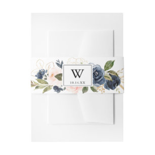 Elegant Simple Winter Floral Wedding Invitation Belly Band