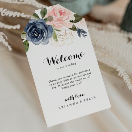 Elegant Simple Winter Floral Wedding Welcome Gift Tags