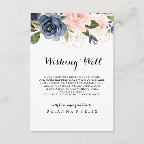 Elegant Simple Winter Floral Wedding Wishing Well Enclosure Card