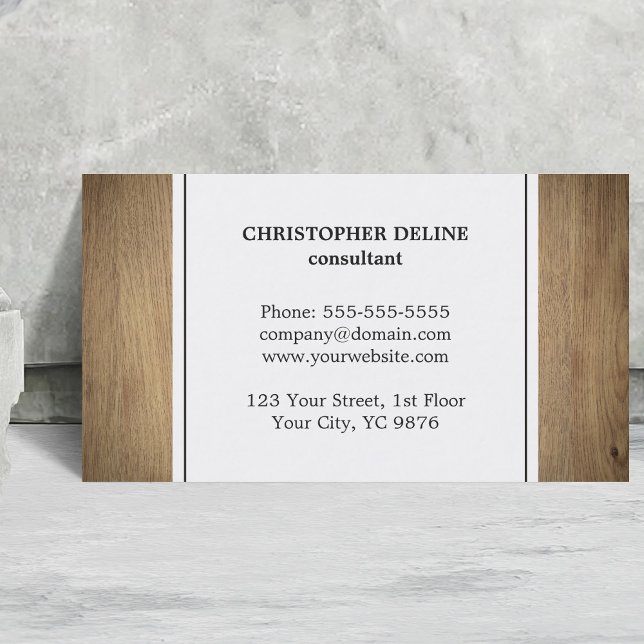 Elegant Simple Wooden White Consultant Business Card (Creator Uploaded)