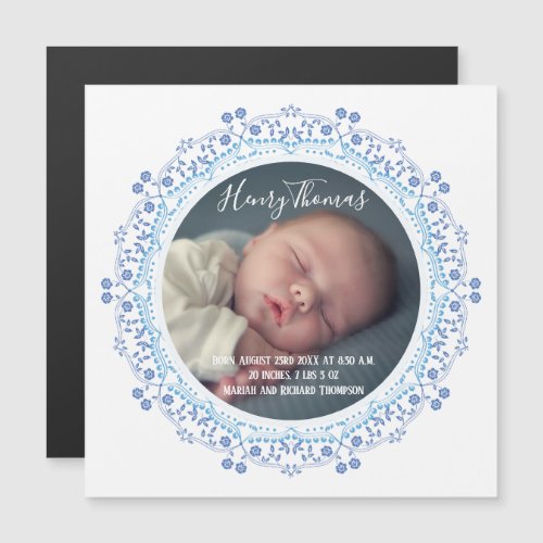 Elegant Simple Wreath Blue Simply Sweet Baby Magnetic Invitation