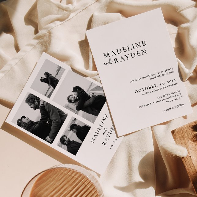 Elegant Simplicity Photo Collage Wedding Invitation (Creator Uploaded)