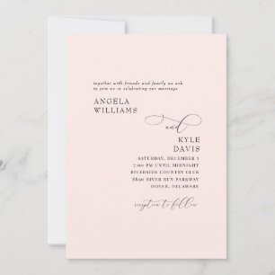 Elegant Simply Blush No Parents Wedding Invitation