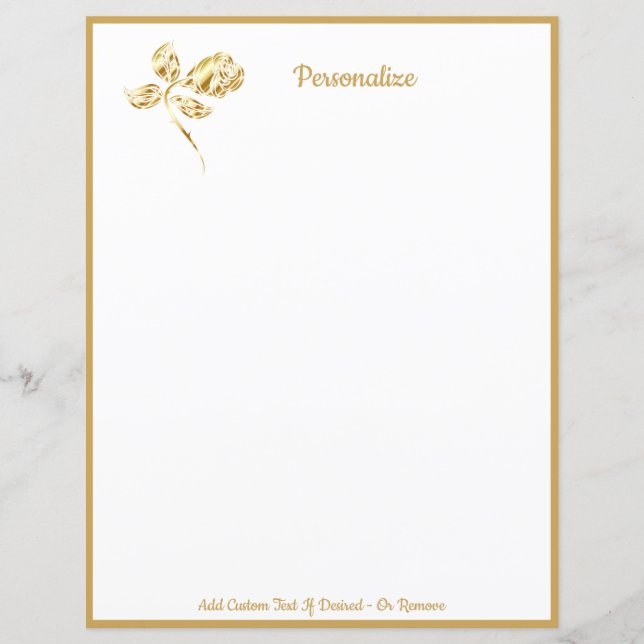 Elegant Single Gold Rose Personalized (Front)