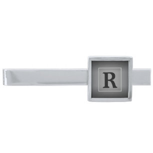Elegant Single Letter Custom Monogram Silver Finish Tie Bar