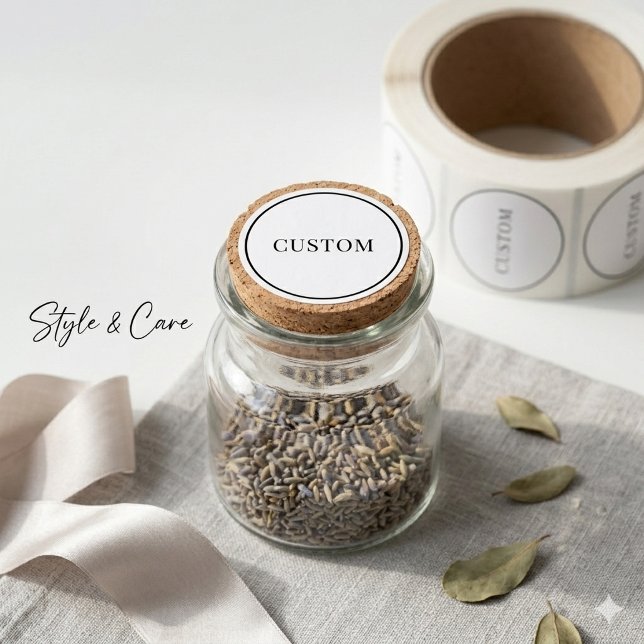 Elegant Single Line Custom Text Round Sticker Roll (Elegant Single Line Custom Text Round Sticker Roll)