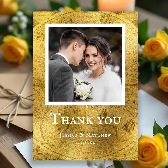 Elegant Single Photo Wedding Thank You Card (Elegant Single Photo Wedding Thank You Card)