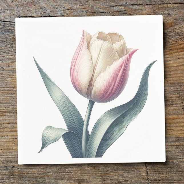 Elegant Single Pink Tulip Flower Napkins (Creator Uploaded)