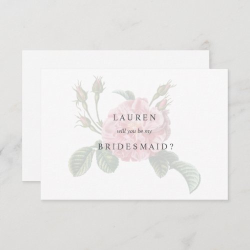 Elegant Single Rose Bridesmaid Card