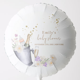 Elegant Sip & See Champagne Bottle Baby Shower Balloon