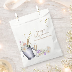 Elegant Sip & See Champagne Bottle Baby Shower Favor Bag