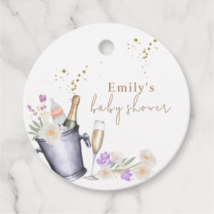 Elegant Sip & See Champagne Bottle Baby Shower Favor Tags