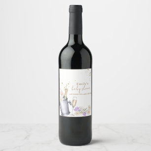 Elegant Sip & See Champagne Bottle Baby Shower Wine Label
