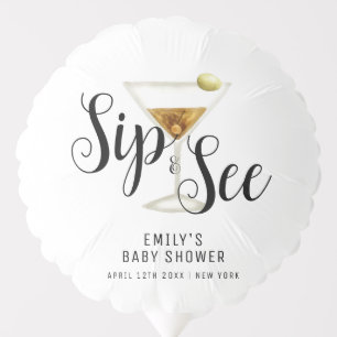Elegant Sip & See Martini Cocktail Baby Shower  Balloon