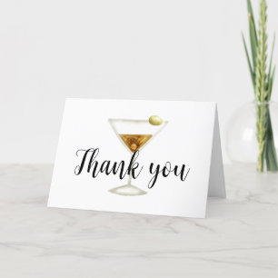 Elegant Sip & See Martini Cocktail Baby Shower Thank You Card