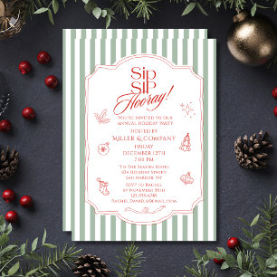 Elegant Sip Sip Hooray Corporate Christmas Party Invitation