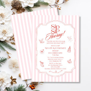 Elegant Sip Sip Hooray Corporate Christmas Party Invitation