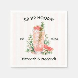 Elegant Sip Sip Hooray Grapefruit Cocktail Wedding Napkins