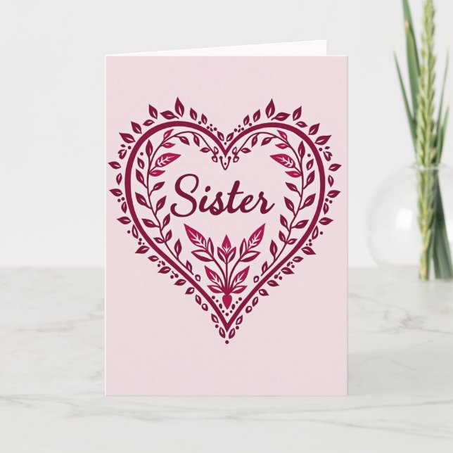 Elegant Sister Heart Card (Front)