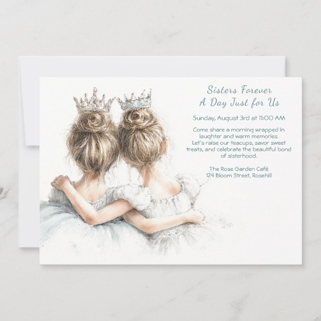 Elegant Sisters Celebration – Pastel Art Invitation (Front)