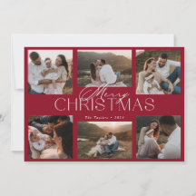 Elegant Six-Photo Christmas Card
