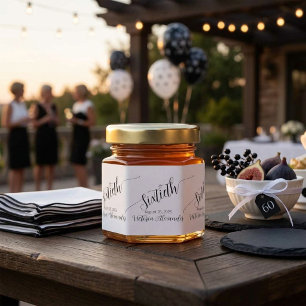 Elegant Sixtieth Birthday Gold Hexagon Favor Label Honey Jar Favors