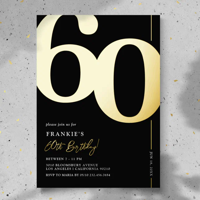 Elegant Sixty 60th Birthday Party Foil Invitation Zazzle