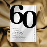 Elegant Sixty 60th Birthday Party Invitation<br><div class="desc">Classic black and white 60th birthday party invitations featuring the number '60' in a large bold serif font,  and a modern invite template that is easy to personalize.</div>