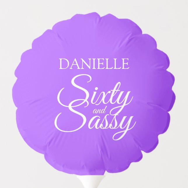 Elegant Sixty and Sassy Purple 60th Birthday Balloon (Back)