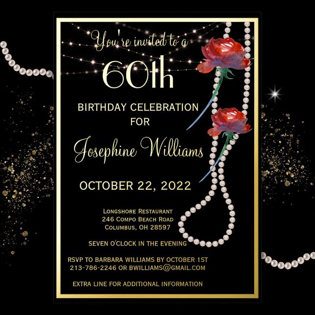 Elegant Sixty Birthday Black REAL Gold  Foil Invitation (Creator Uploaded)