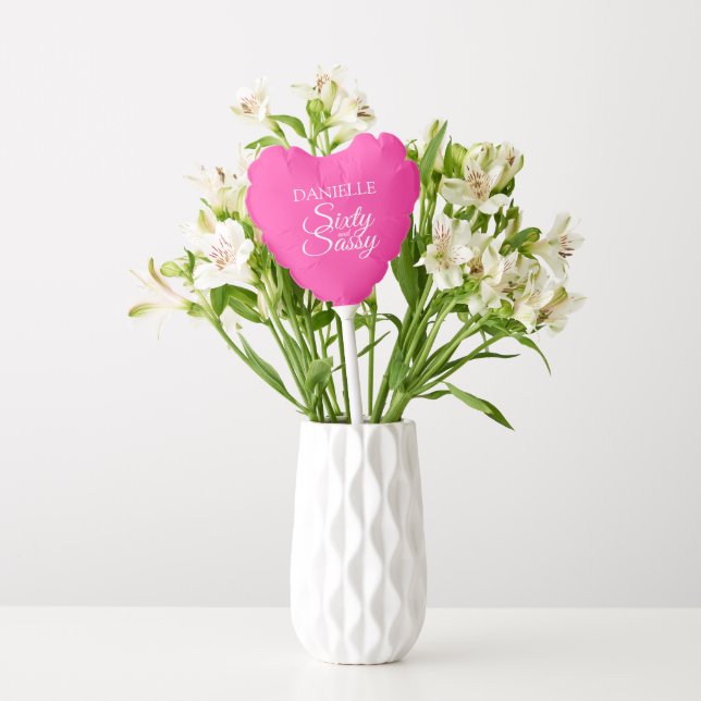 Elegant Sixty Sassy Knockout Pink 60th Birthday Balloon (Vase)
