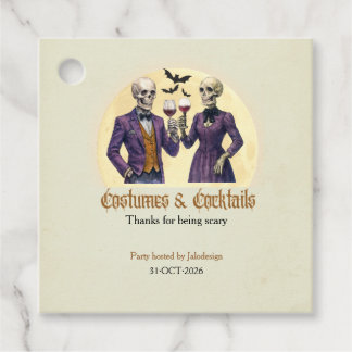 Elegant Skeleton Costume Cocktail Halloween Party Favor Tags