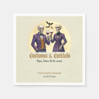 Elegant Skeleton Costume Cocktail Halloween Party Napkins
